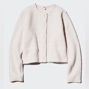 Uniqlo White Knitted Short Jacket (Size XS)